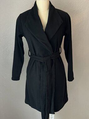 Women's Lightweight Classic Black Belted Wrap Coat NWOT